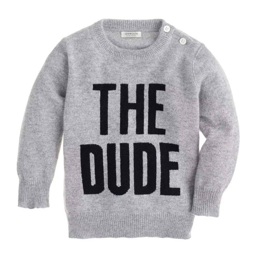 NWT! BABY! Crewcuts Heather Gray Cashmere Sweater  “ The Dude “